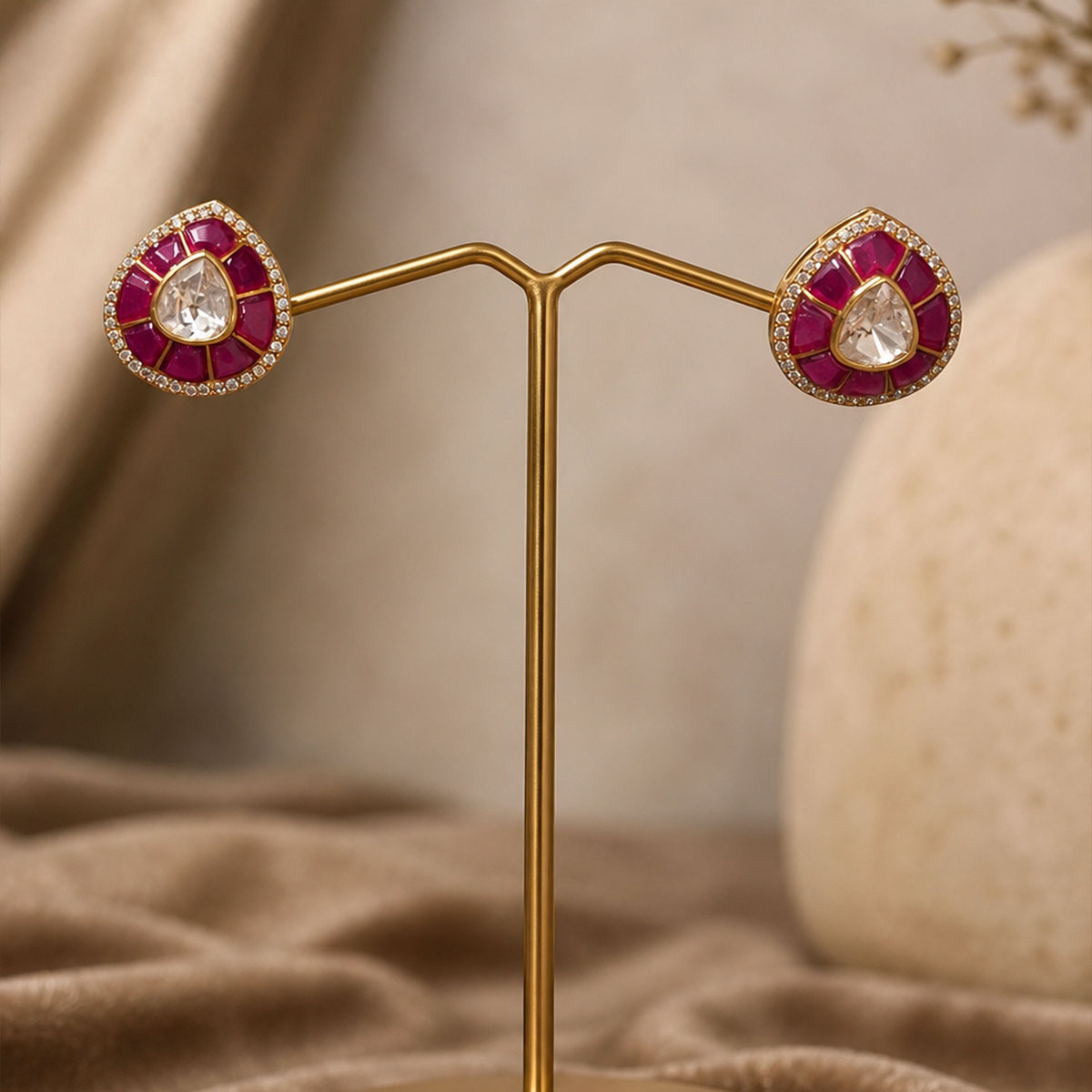 Polki studs in moissanite polki, utrai
