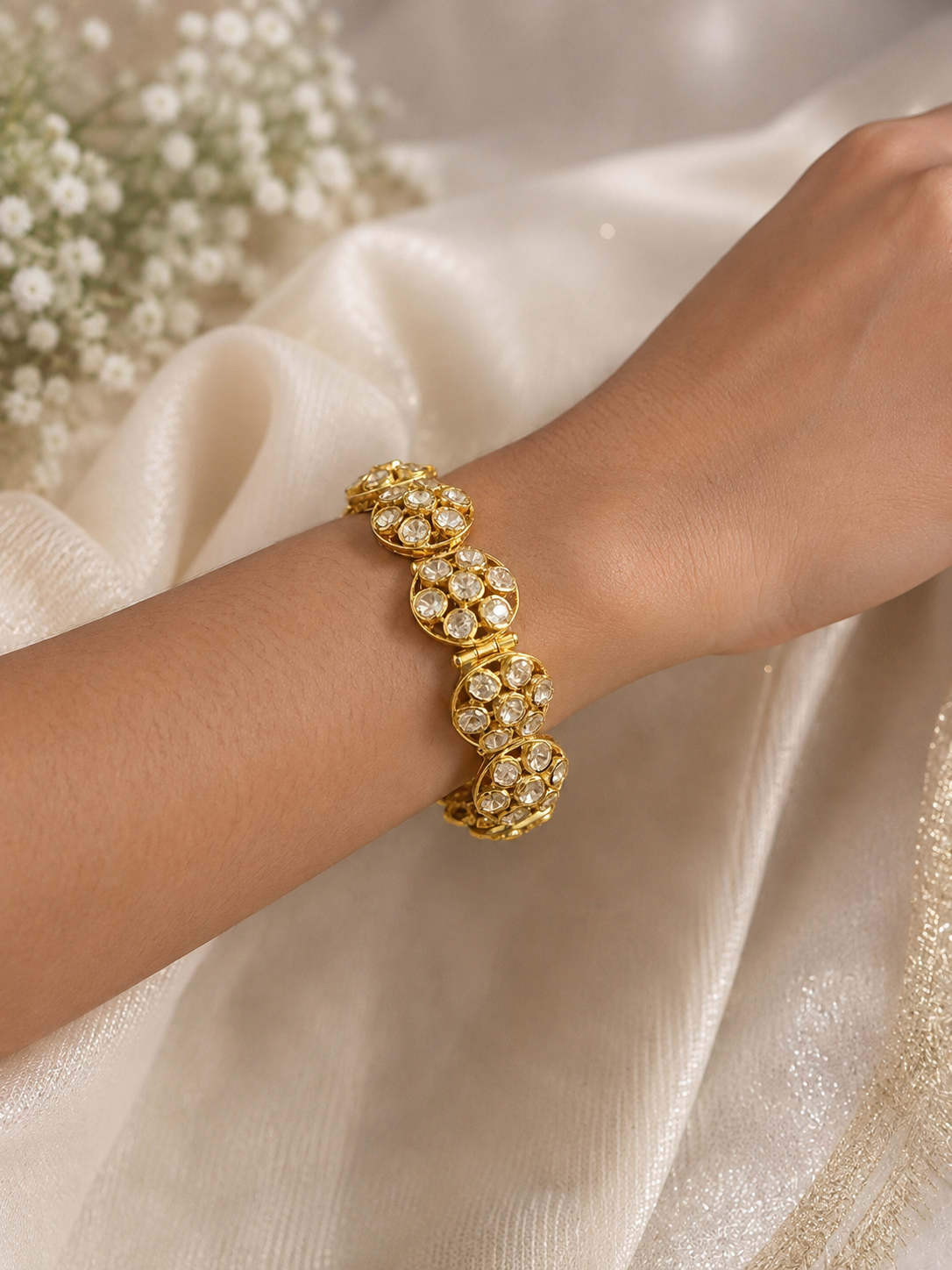 925 Silver moissonite polki Bracelet